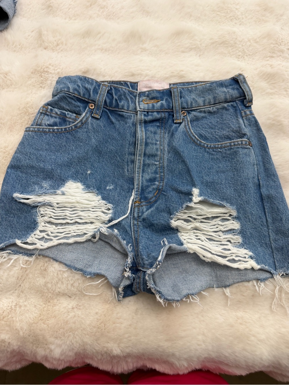 REVICE Denim Distressed High-Rise Women’s Shorts - Blue size 24